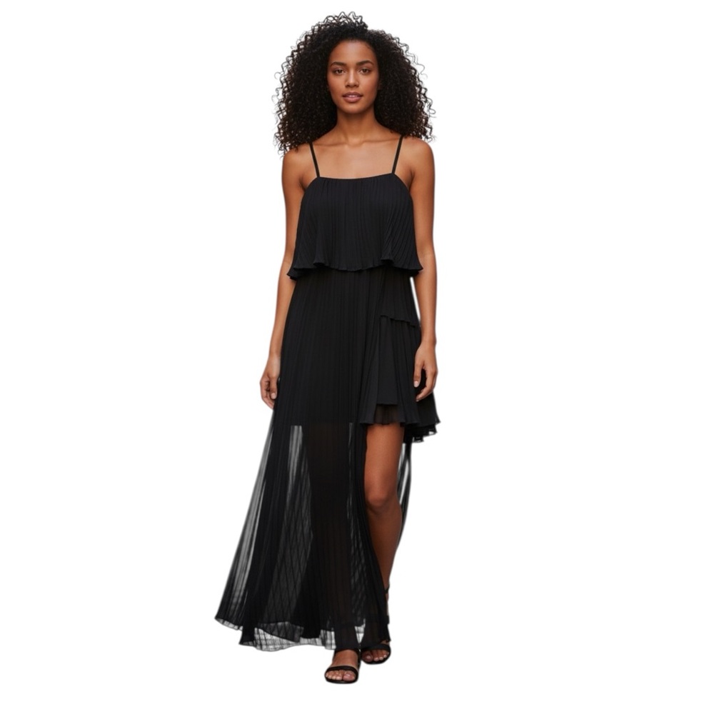 BCBGeneration Woman’s Black Pleated Maxi with Side Cut Out size 0